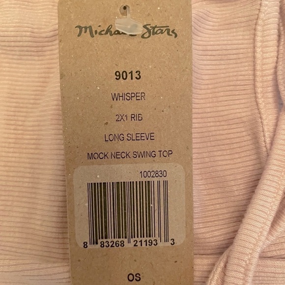 M. Stars Wht 2x1 Rib LS Mock Neck Swing Blouse - Picture 14 of 14